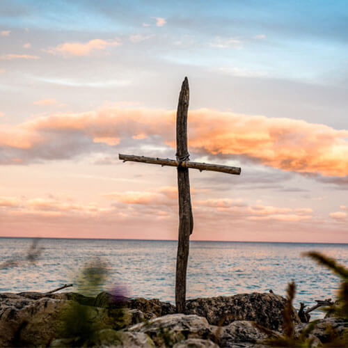 Bluff, Cross, Sunset