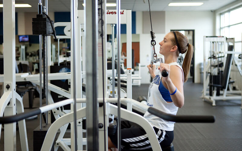 Uses CUW circuit training room for weight training